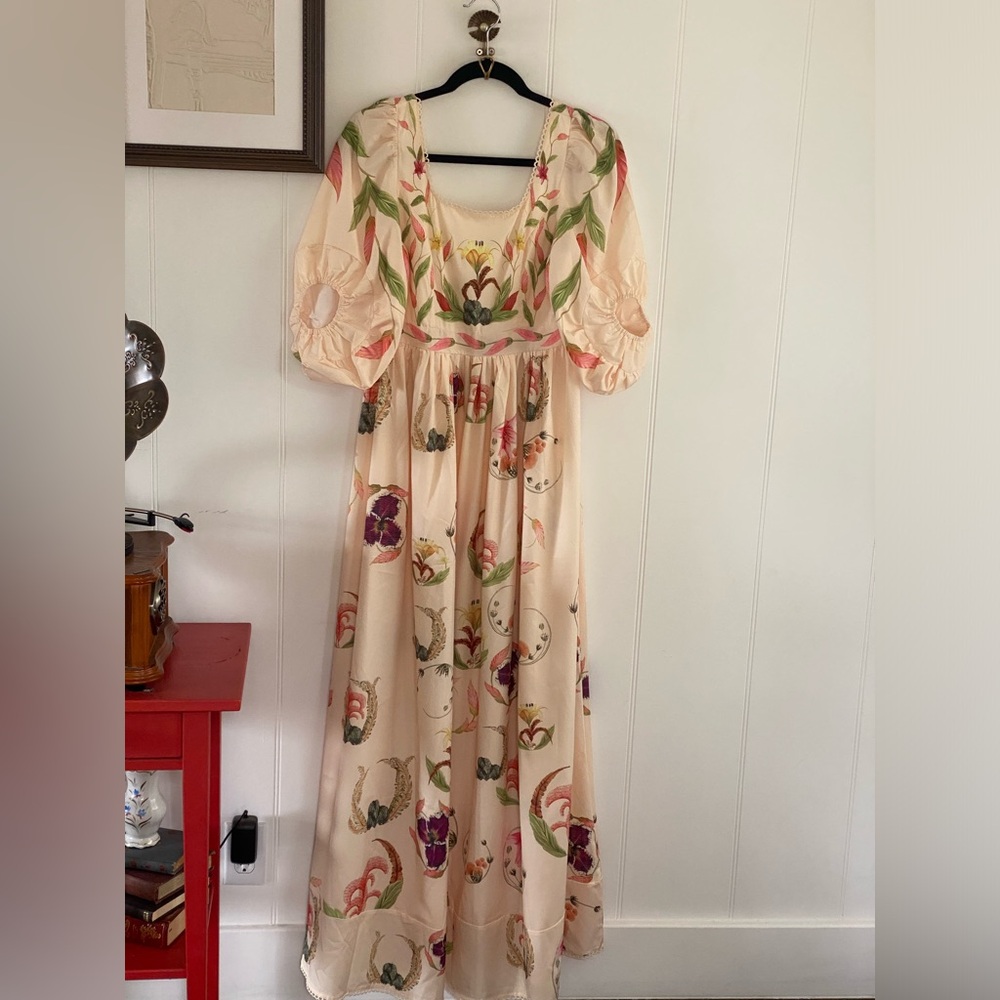 Empire Waist Botanical Print Maxi Dress